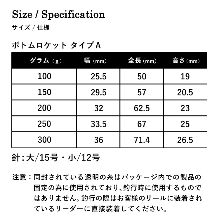 ボトムロケット タイプA中通しテンヤ兼三角タイラバ 